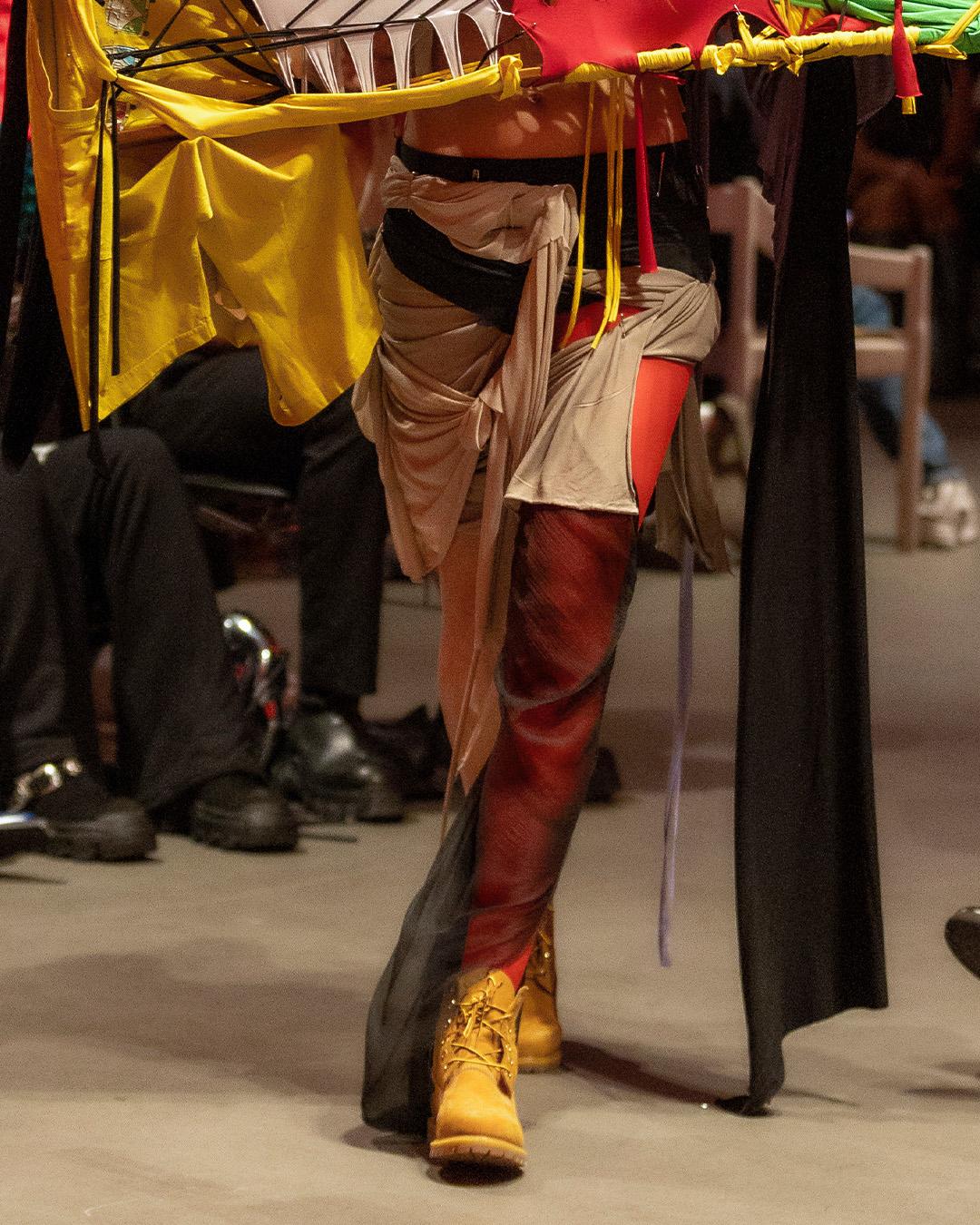 Island-core, distressed fabrics, and reconstructed Timbs at Jawara Alleyne