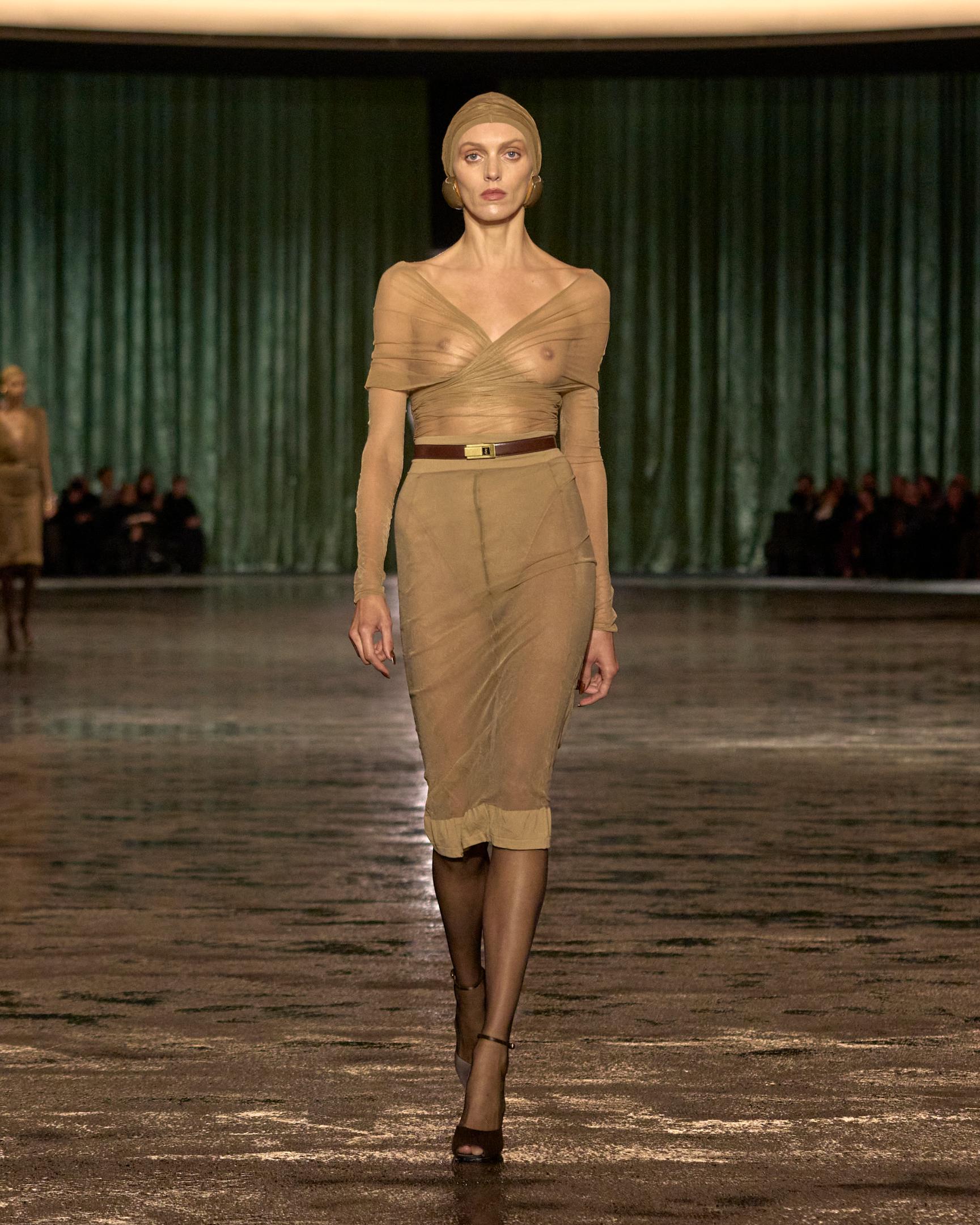 What do you get when you mix nudity with a Succession type beat? The Saint Laurent FW24 show