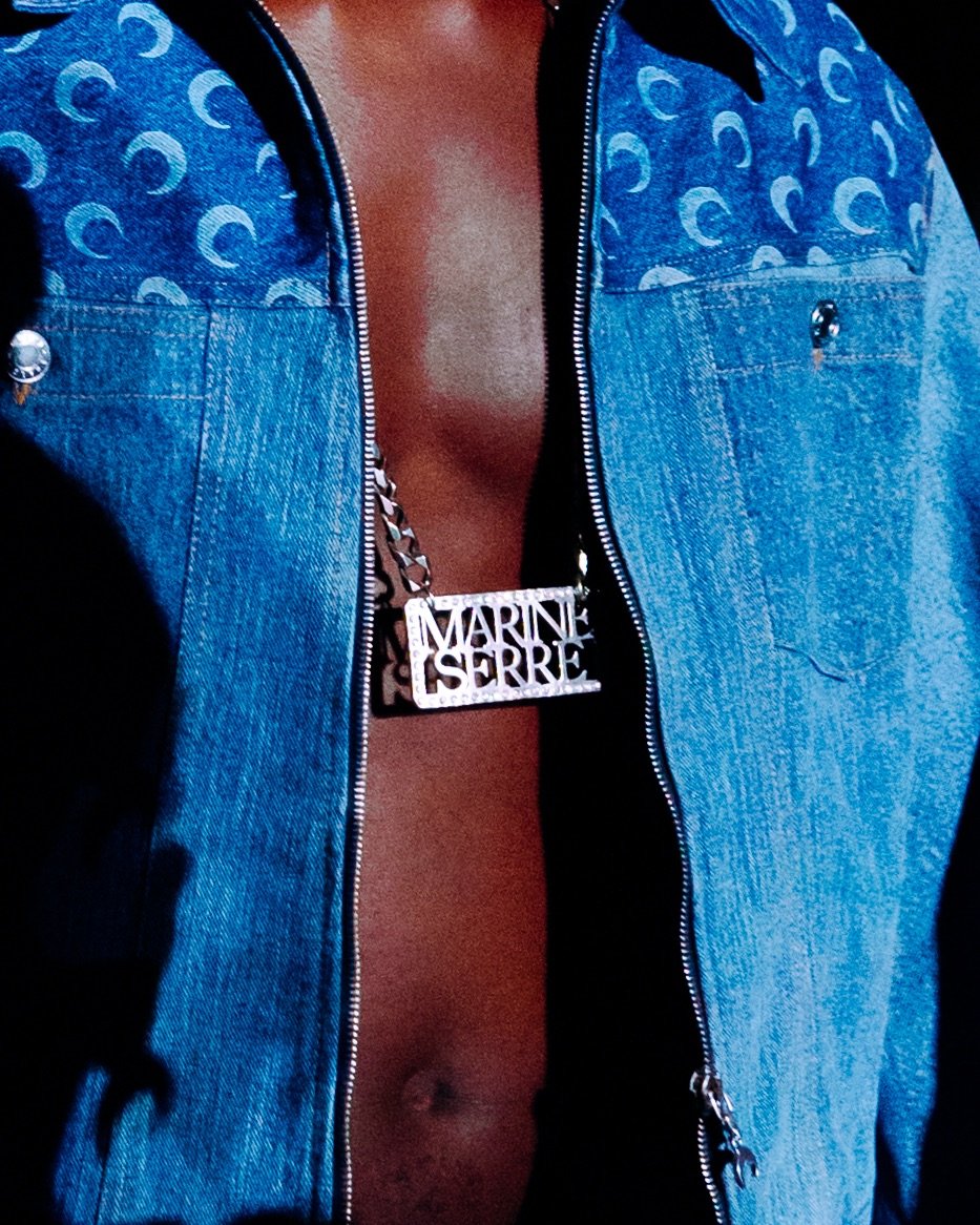 MOON CRESCENTS ON DENIM, BODYSUITS & MINI SKIRTS: MARINE SERRE SS24