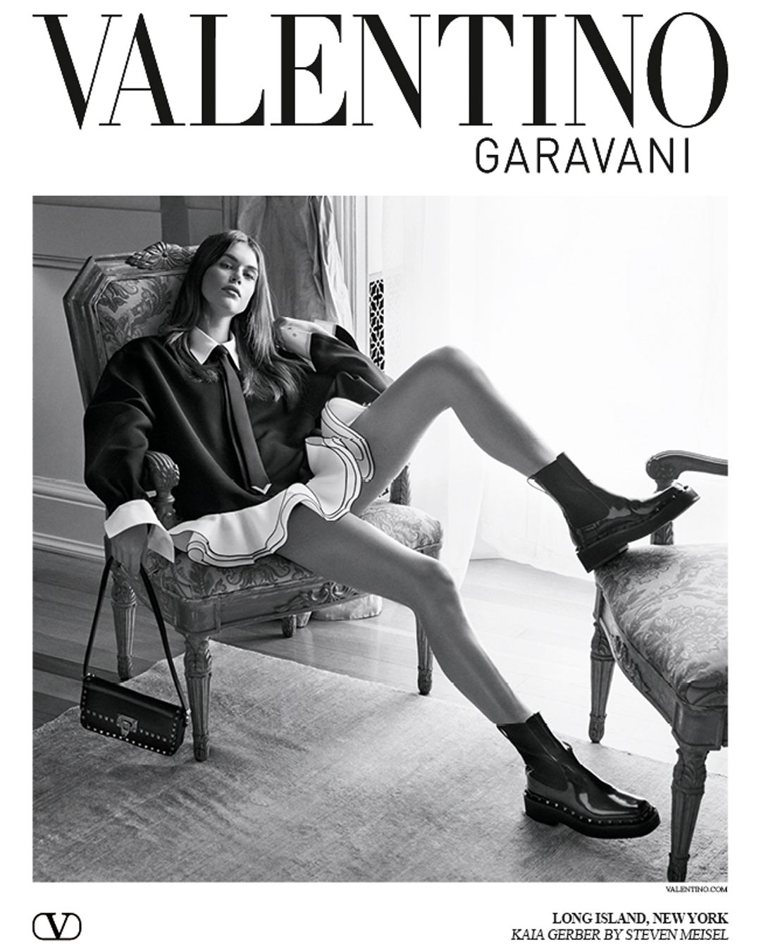 Kaia Gerber is the face of the Valentino Black Tie AW23 campaign
