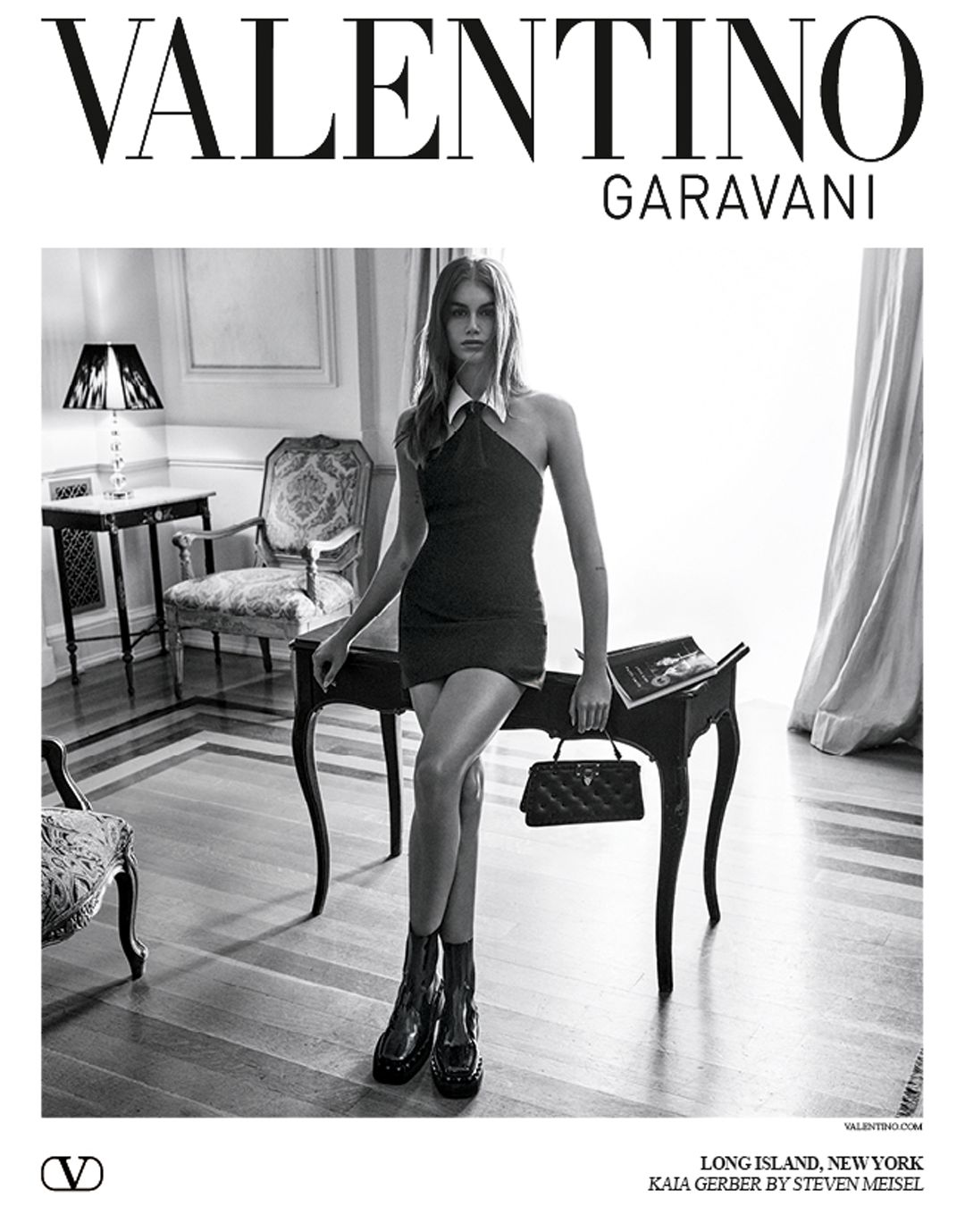 Kaia Gerber is the face of the Valentino Black Tie AW23 campaign