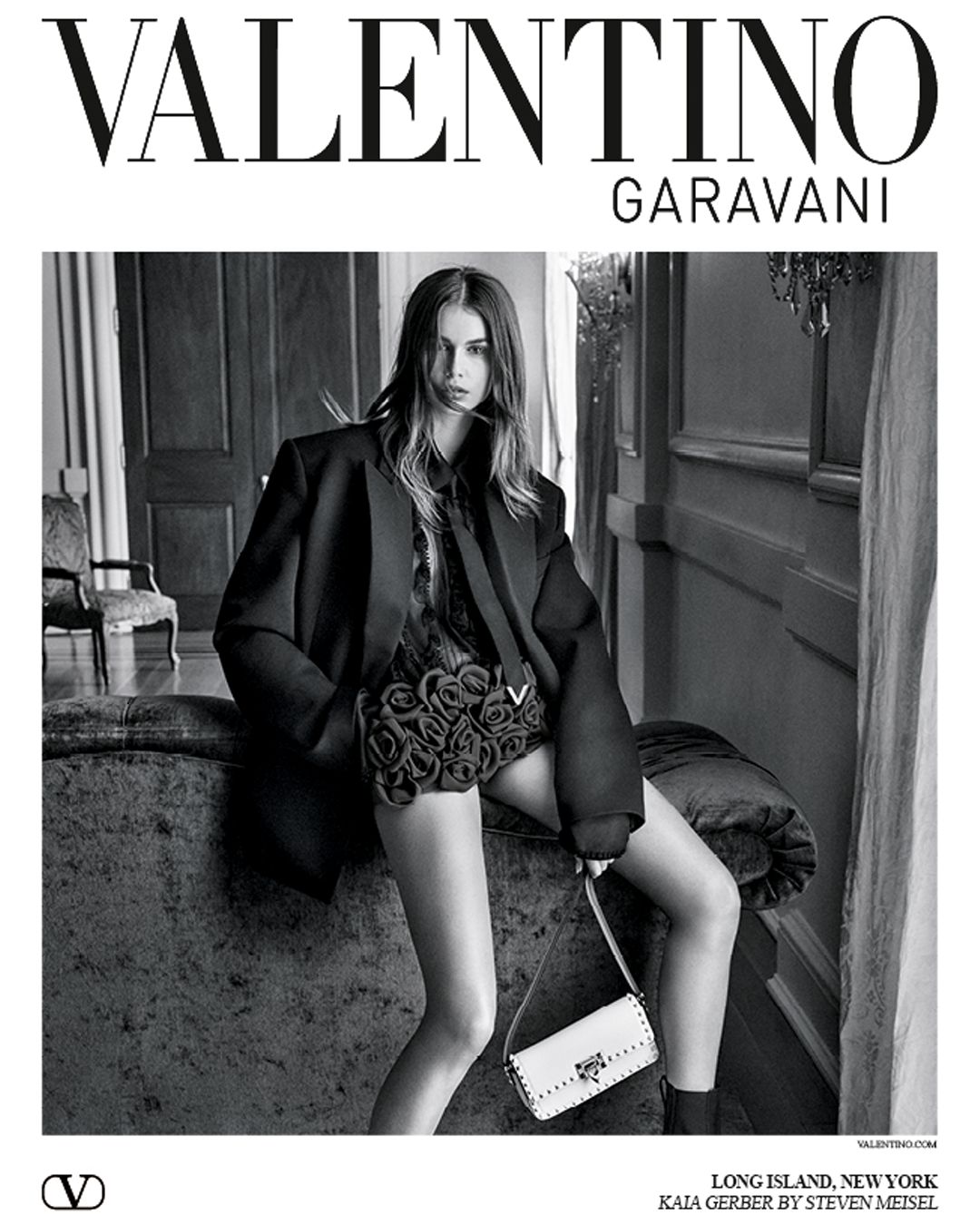 Kaia Gerber is the face of the Valentino Black Tie AW23 campaign