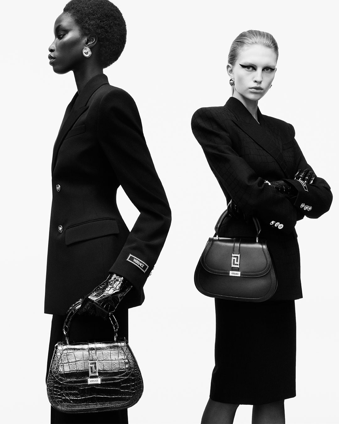 The Versace Greca Goddess top handle bag is from a higher being