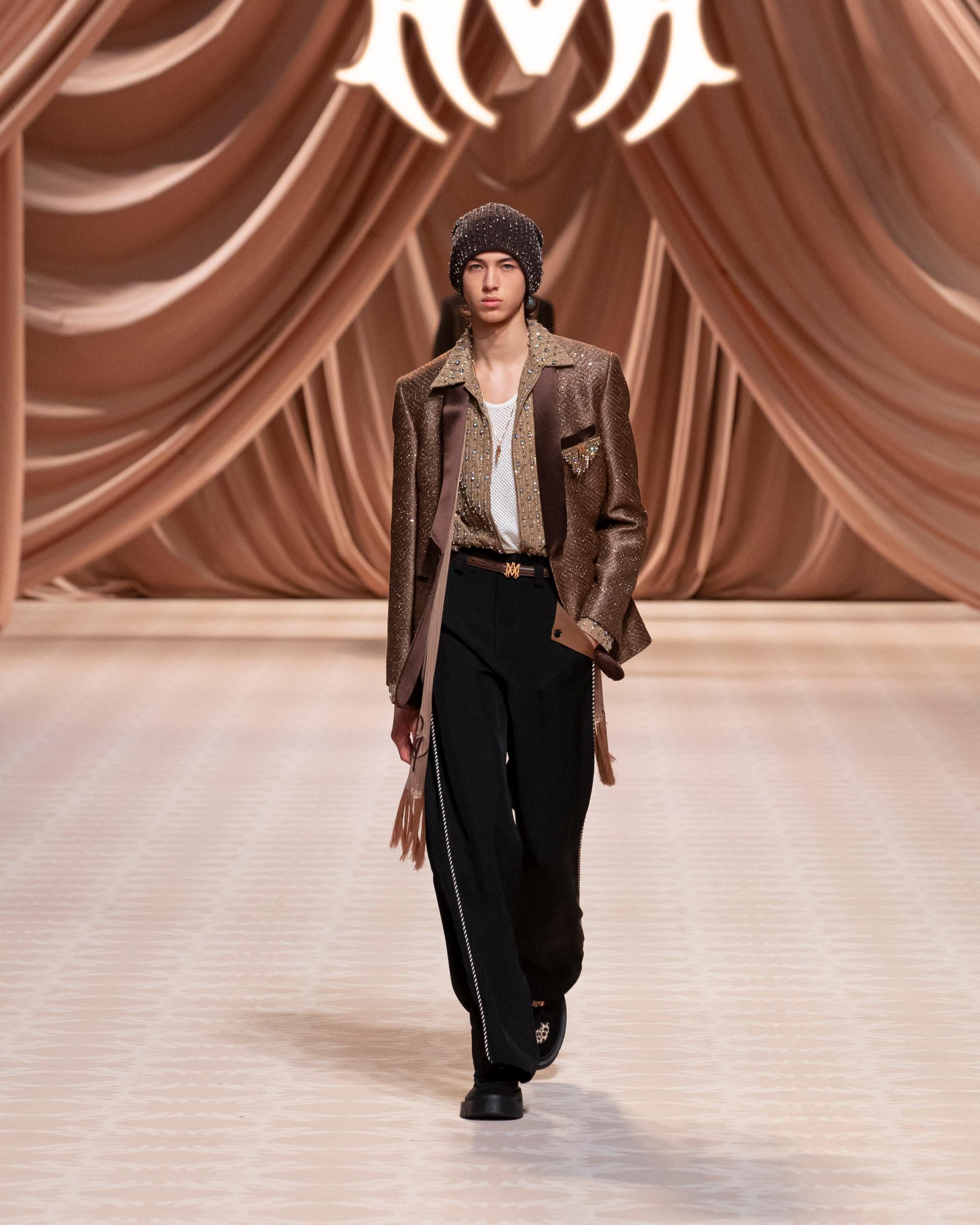 Tucked-in scarves and a whole lot of bling: key pieces from AMIRI’s Fall/Winter 2024 collection
