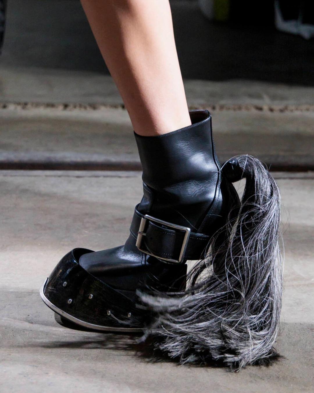 Why is fashion obsessed with hairy shoes atm?