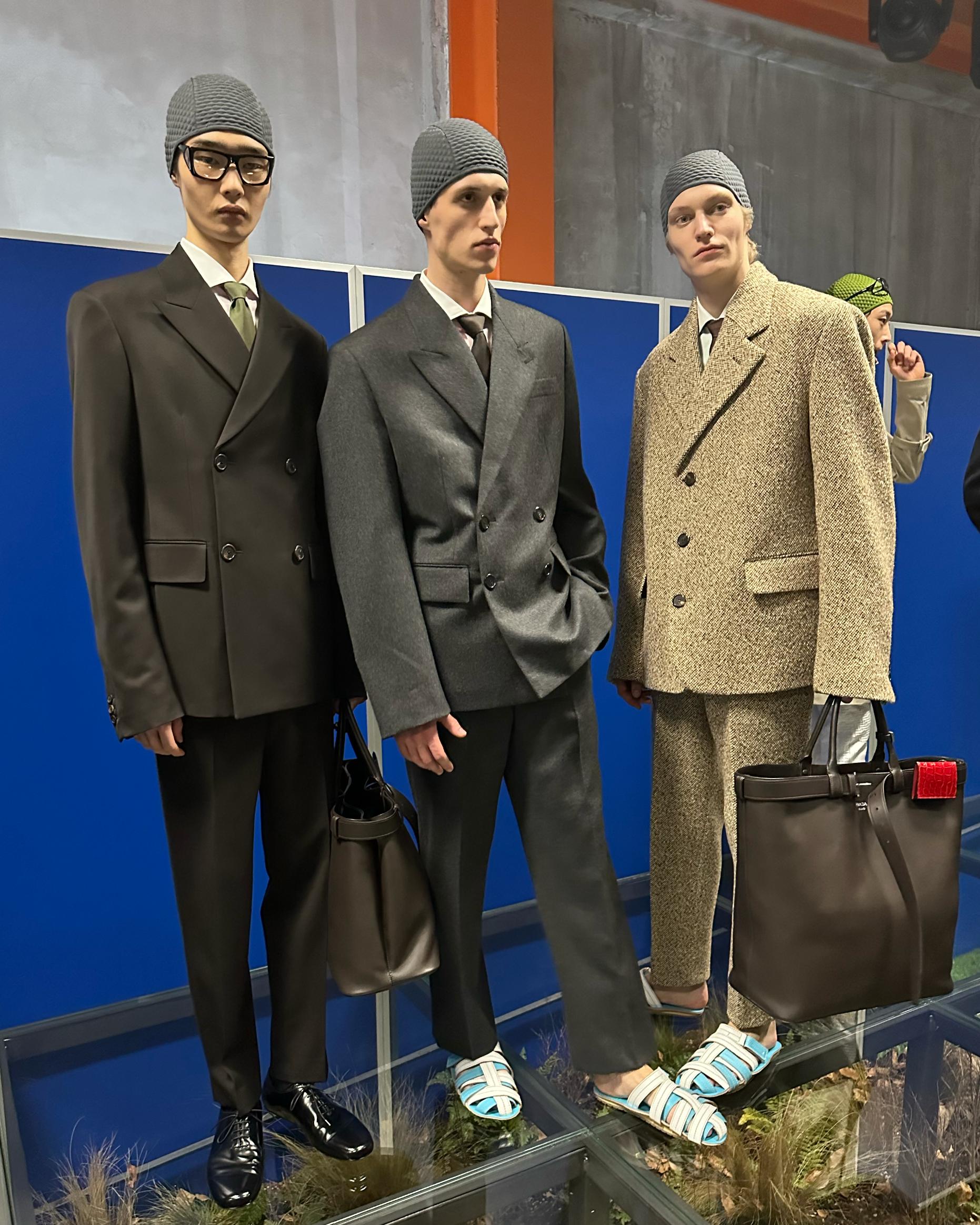 Key pieces from Prada’s Fall/Winter 2024 collection: swim caps, smart ties & more