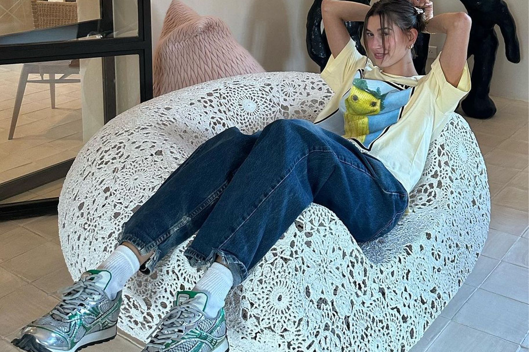 Bottega Veneta soft launches its Orbit sneaker on Hailey Bieber and Qixi