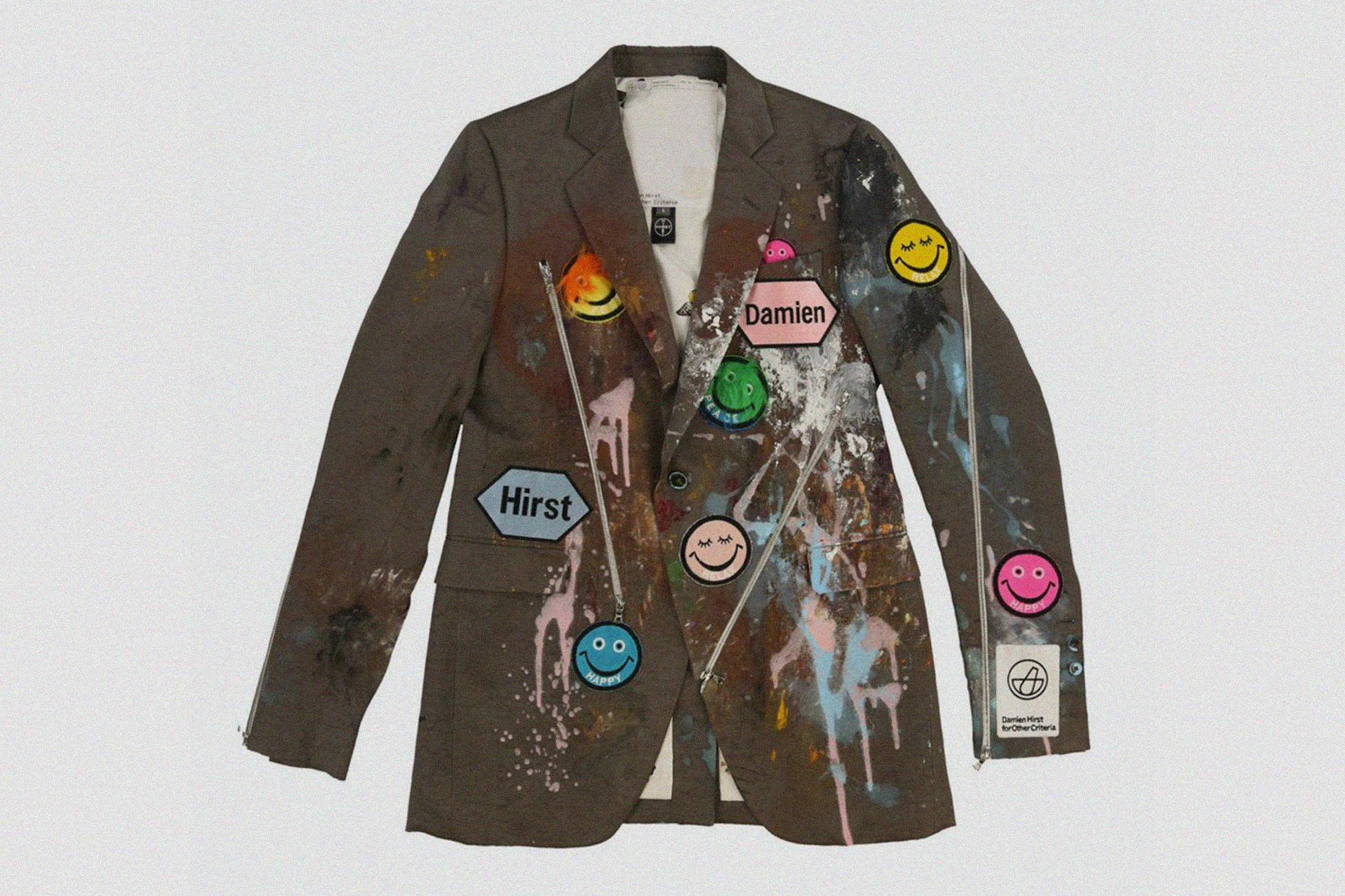 Damien Hirst and Tetsuzo Okubo, upcycled clothing, available at Virgil Abloh’s website Canary Yellow.